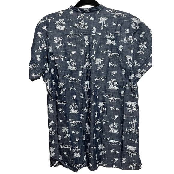 Lands' End Palm Tree Sailboats Shirt Women's Size M Short Sleeve V Neck - Picture 2 of 6